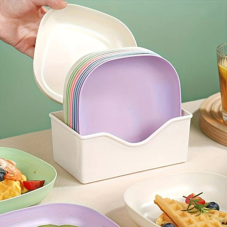 Multi-Color Square Plastic Plates Set
