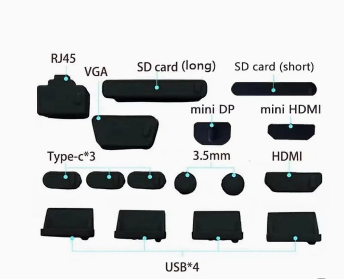 16-Piece Colorful Silicone Anti-Dust Plug Set – USB & Laptop Dust Proof Covers