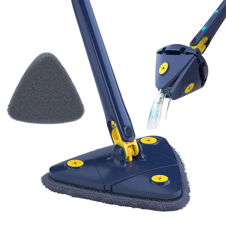 360° Swivel Telescopic Triangle Mop – Adjustable Wet & Dry Floor Cleaning Tool with Squeeze & Absorbent Head