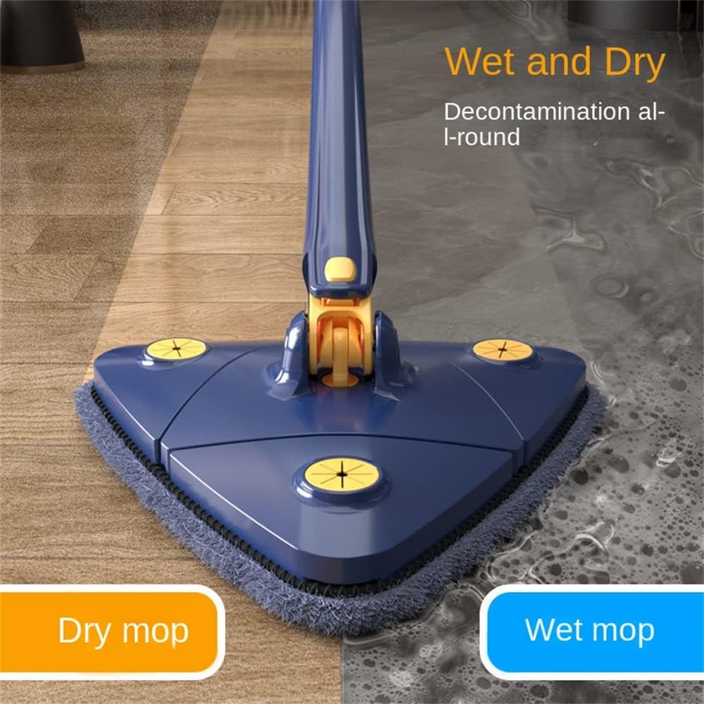 360° Swivel Telescopic Triangle Mop – Adjustable Wet & Dry Floor Cleaning Tool with Squeeze & Absorbent Head