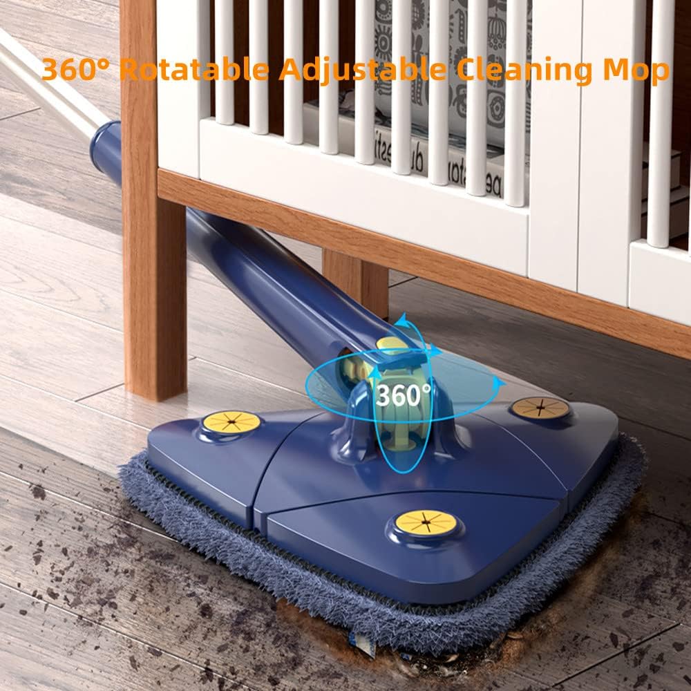 360° Swivel Telescopic Triangle Mop – Adjustable Wet & Dry Floor Cleaning Tool with Squeeze & Absorbent Head