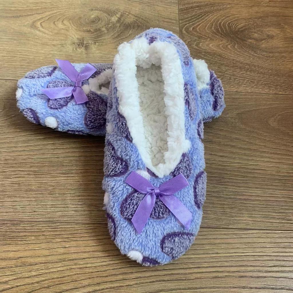 Cozy Heart-Pattern Fleece Slippers | Ultra-Soft Warm Indoor House Shoes