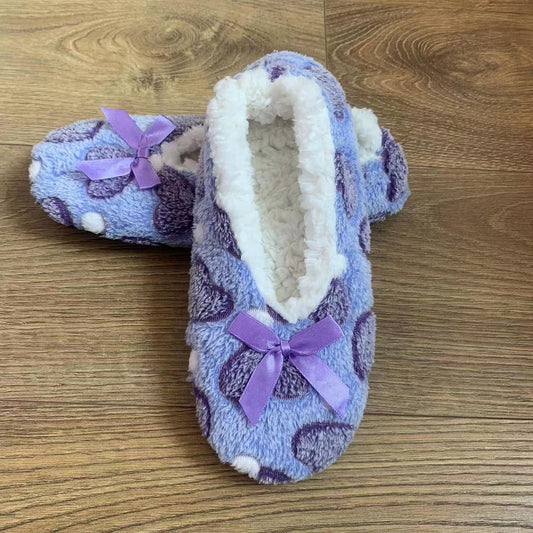 Cozy Heart-Pattern Fleece Slippers | Ultra-Soft Warm Indoor House Shoes