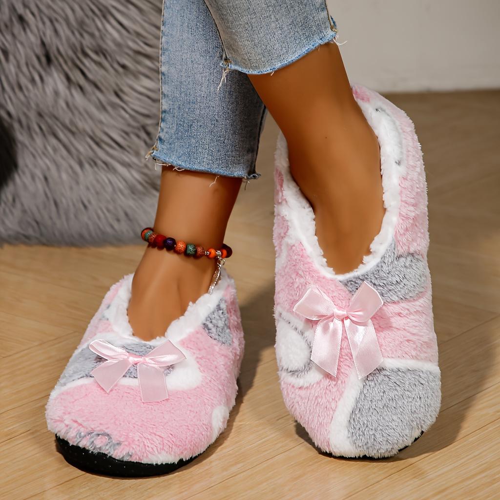 Cozy Heart-Pattern Fleece Slippers | Ultra-Soft Warm Indoor House Shoes