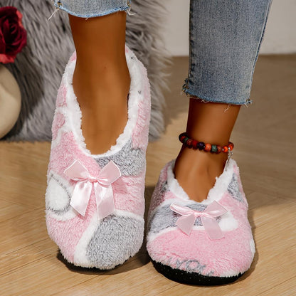 Cozy Heart-Pattern Fleece Slippers | Ultra-Soft Warm Indoor House Shoes