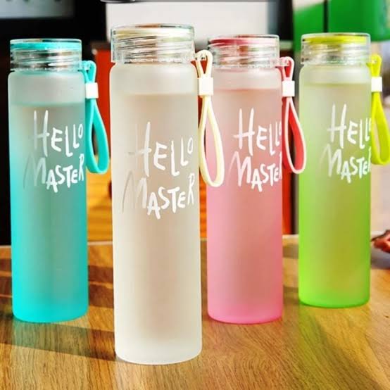 Hello Master Frosted Glass Water Bottle
