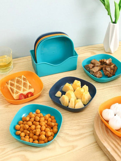 Multi-Color Square Plastic Plates Set