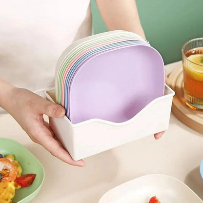 Multi-Color Square Plastic Plates Set