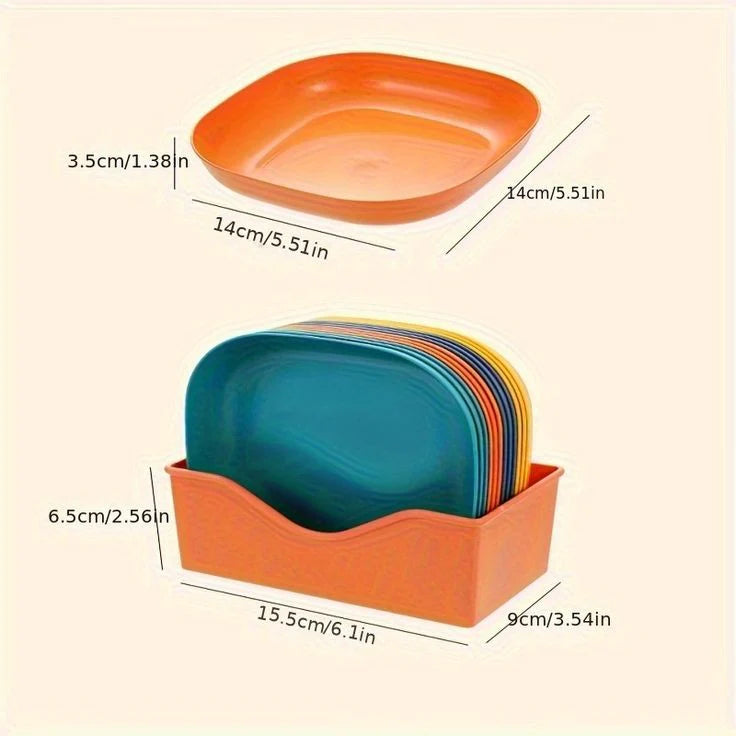 Multi-Color Square Plastic Plates Set