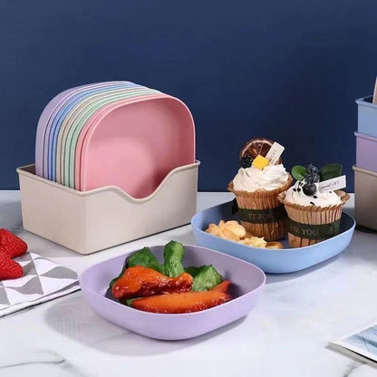Multi-Color Square Plastic Plates Set