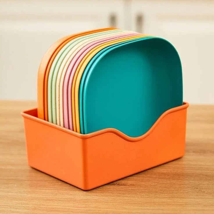Multi-Color Square Plastic Plates Set
